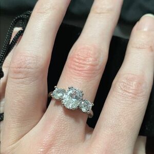 Elegant Silver Triple Stone Ring